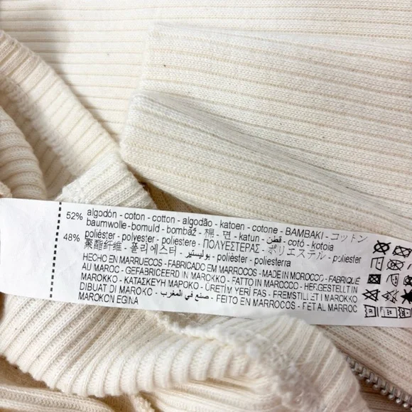 ZARA Sweater Dress Ivory Short Sleeves Quarter Zip Ribbed Knit Size Size M - Picture 11 of 11